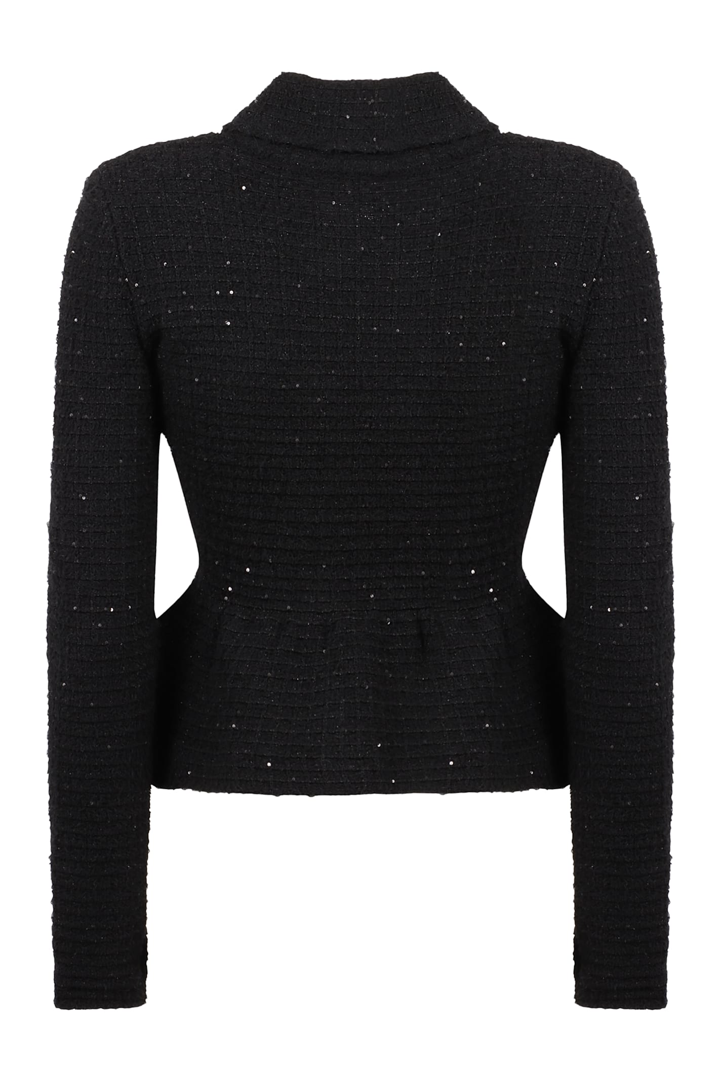 Shop Self-portrait Boucle Knit Jacket In Black