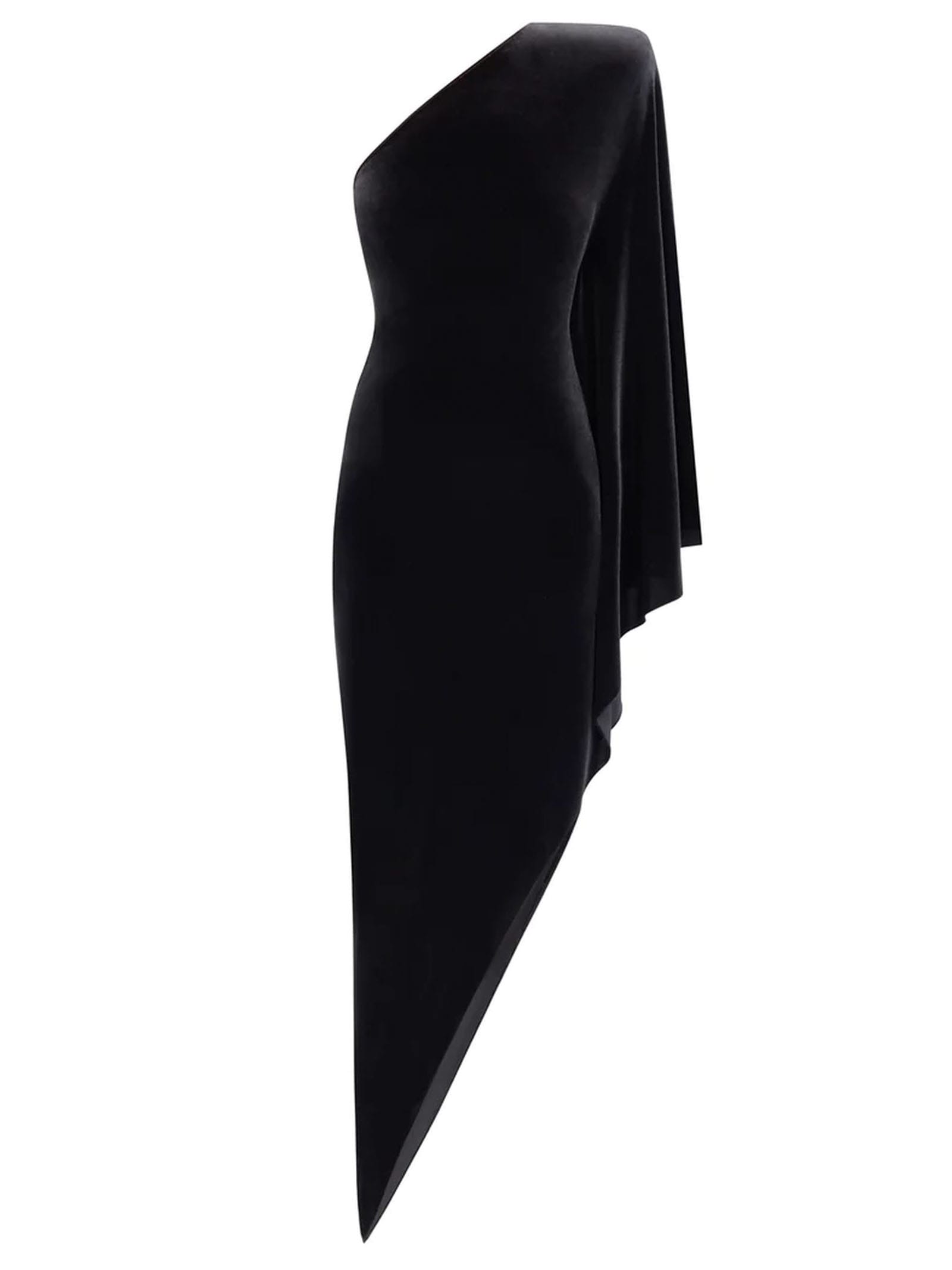 Alexandre Vauthier Black One-shoulder Asymmetric-hem Dress