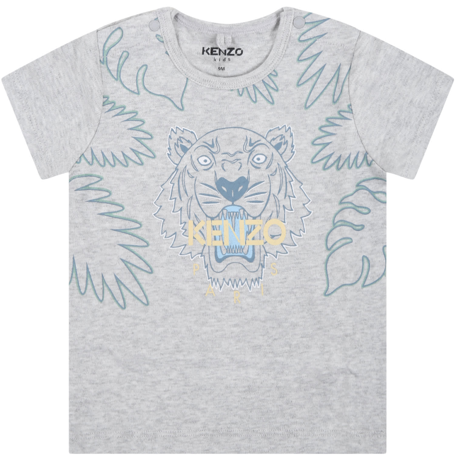 Kenzo Kids Grey T-shirt For Baby Kids With Tiger