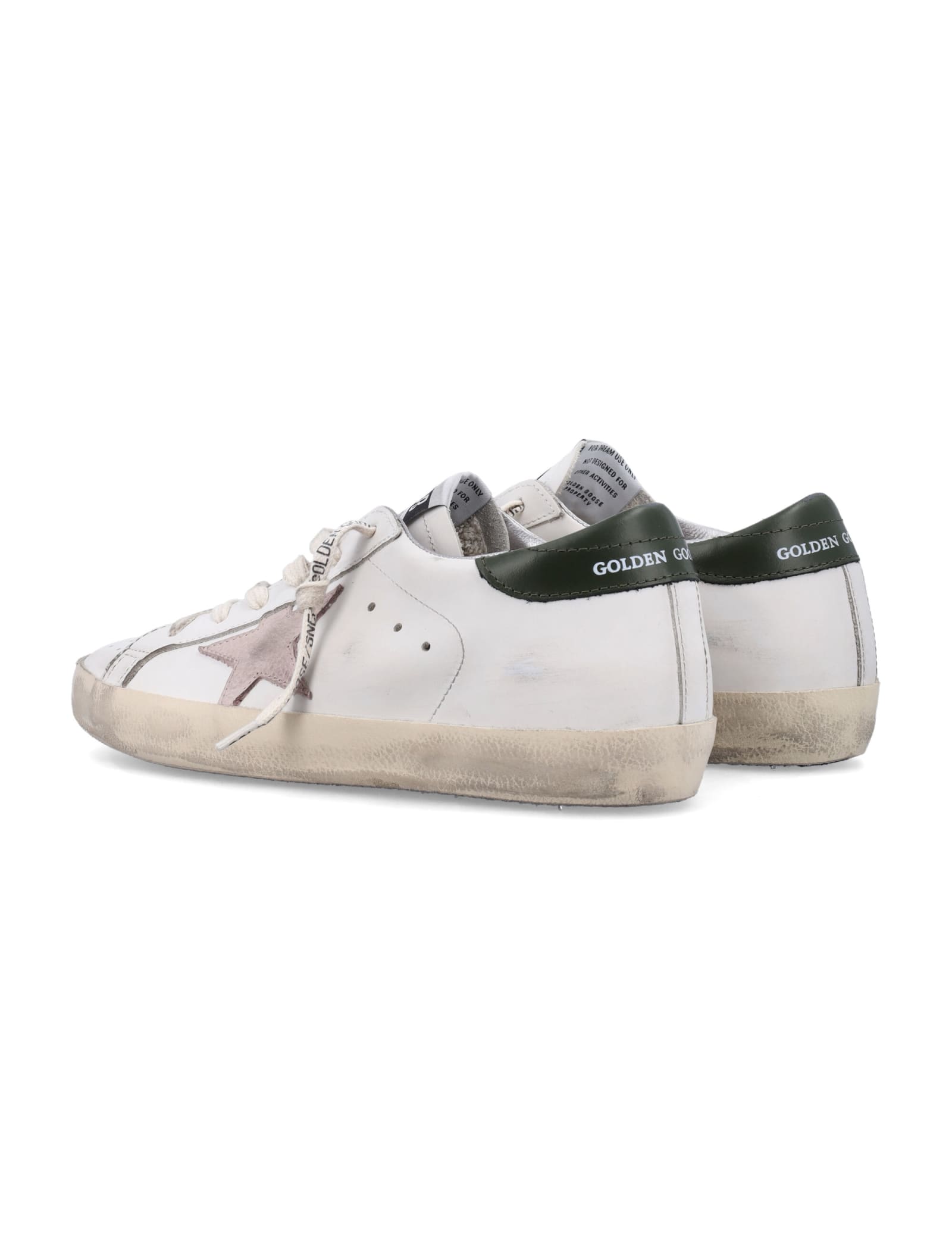 Shop Golden Goose Superstar Sneakers In White/light Pink/dark Green