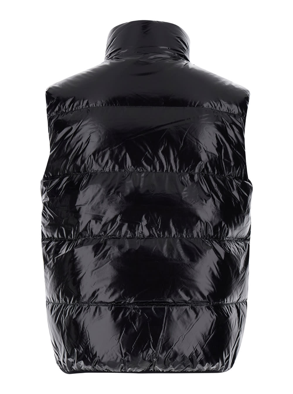 Shop Dsquared2 Black Sleeveless Down Jacket With Dsq2 Logo Patch In Polyamide Man