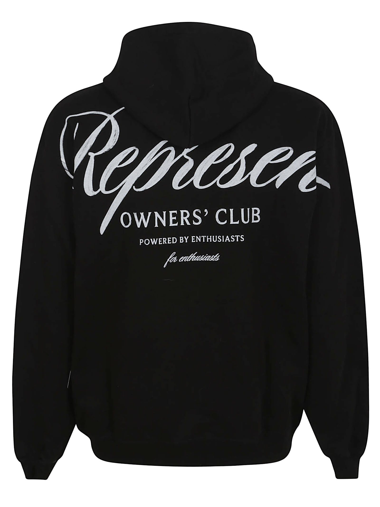 Represent Black Hoodie With Logo Lettering Detail On The Front And Maxi Logo Print On The Rear In Cotton Man In Black