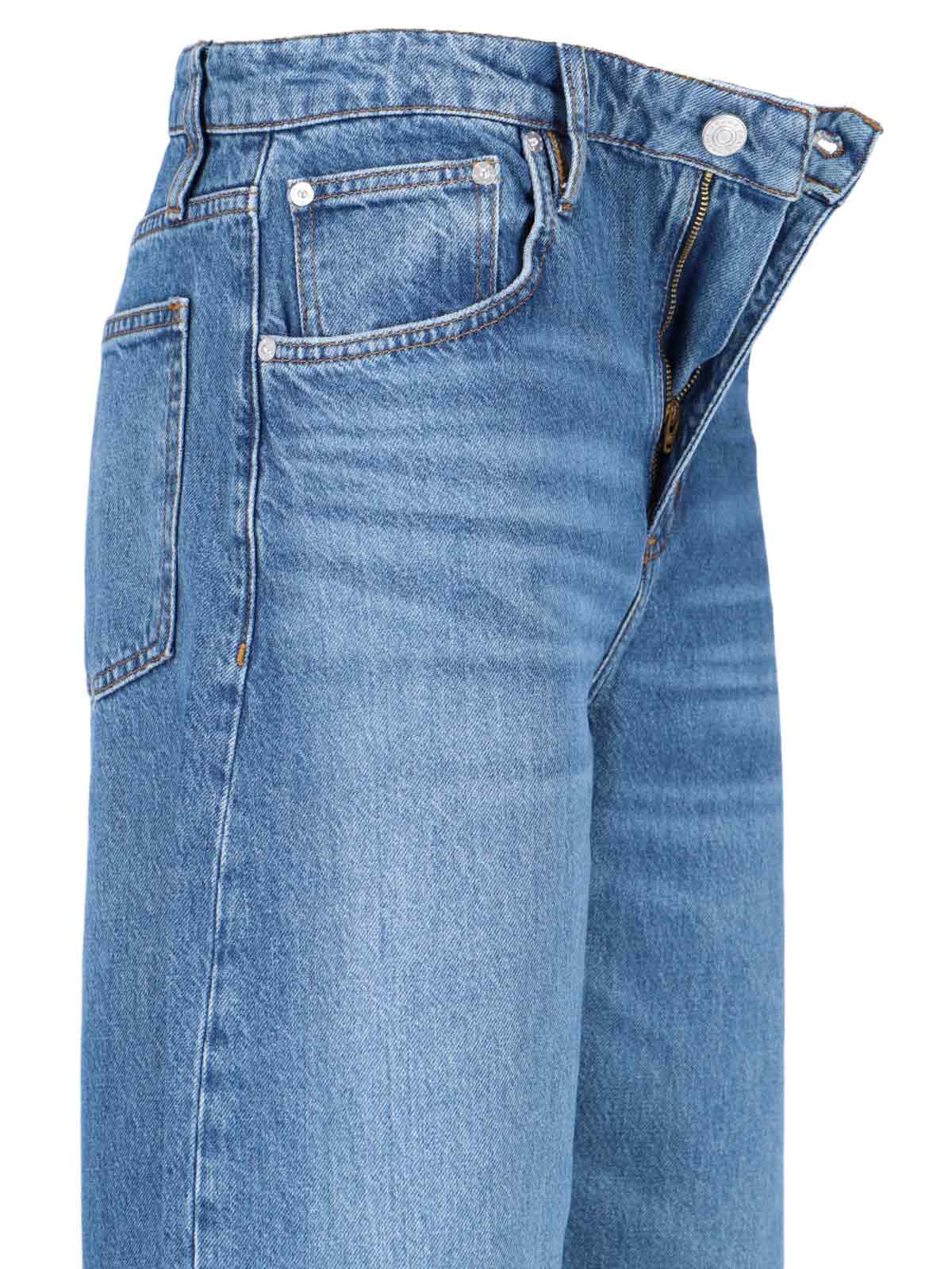Shop Frame Extra Long Barrel Jeans In Blue