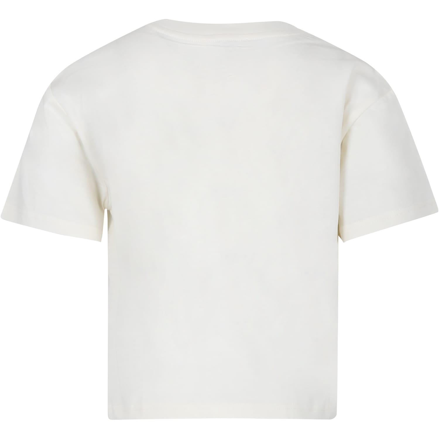 Shop Lanvin Ivory T-shirt For Boy With Logo In Giallo