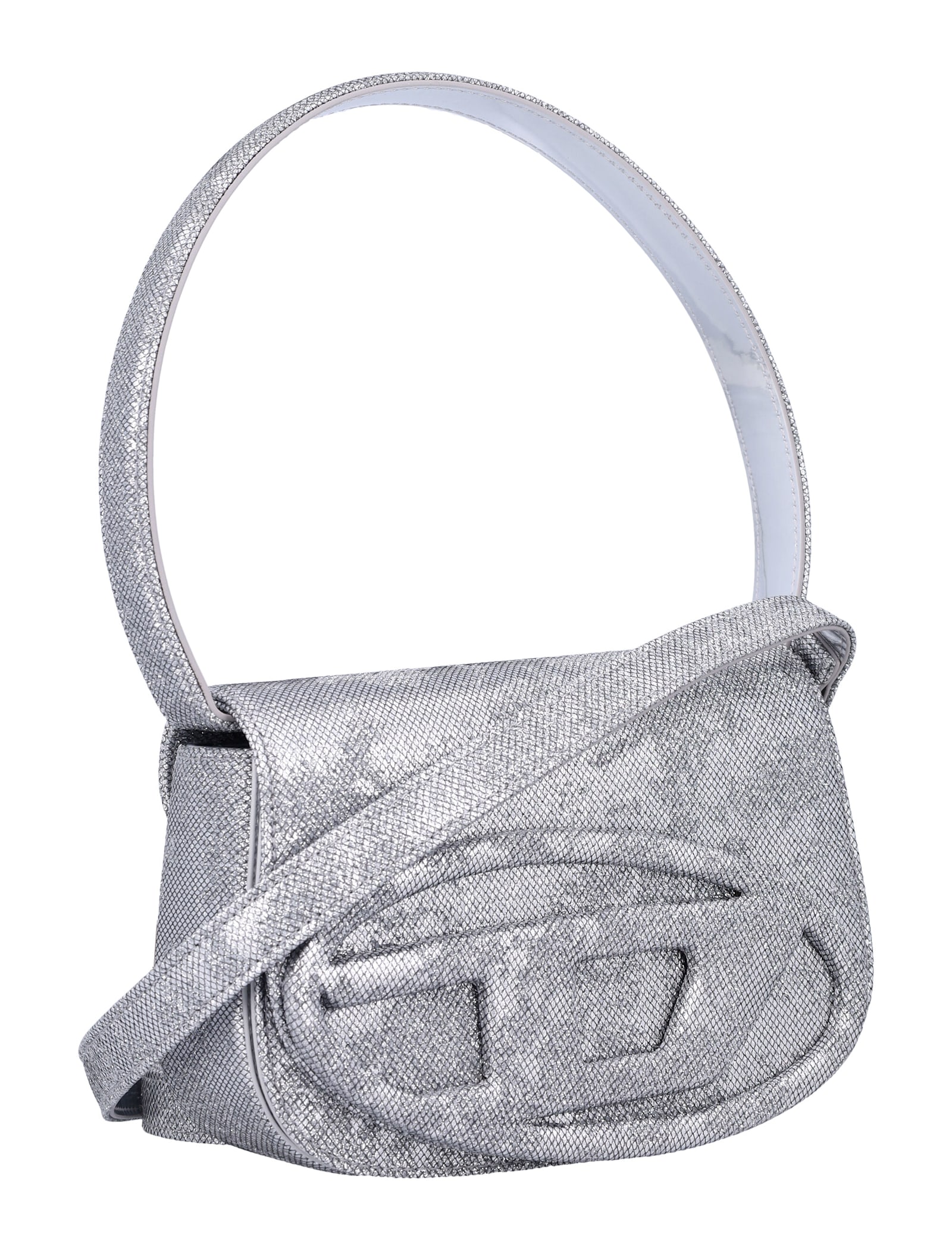Diesel 1-dr Lurex Shoulder Bag In Silver