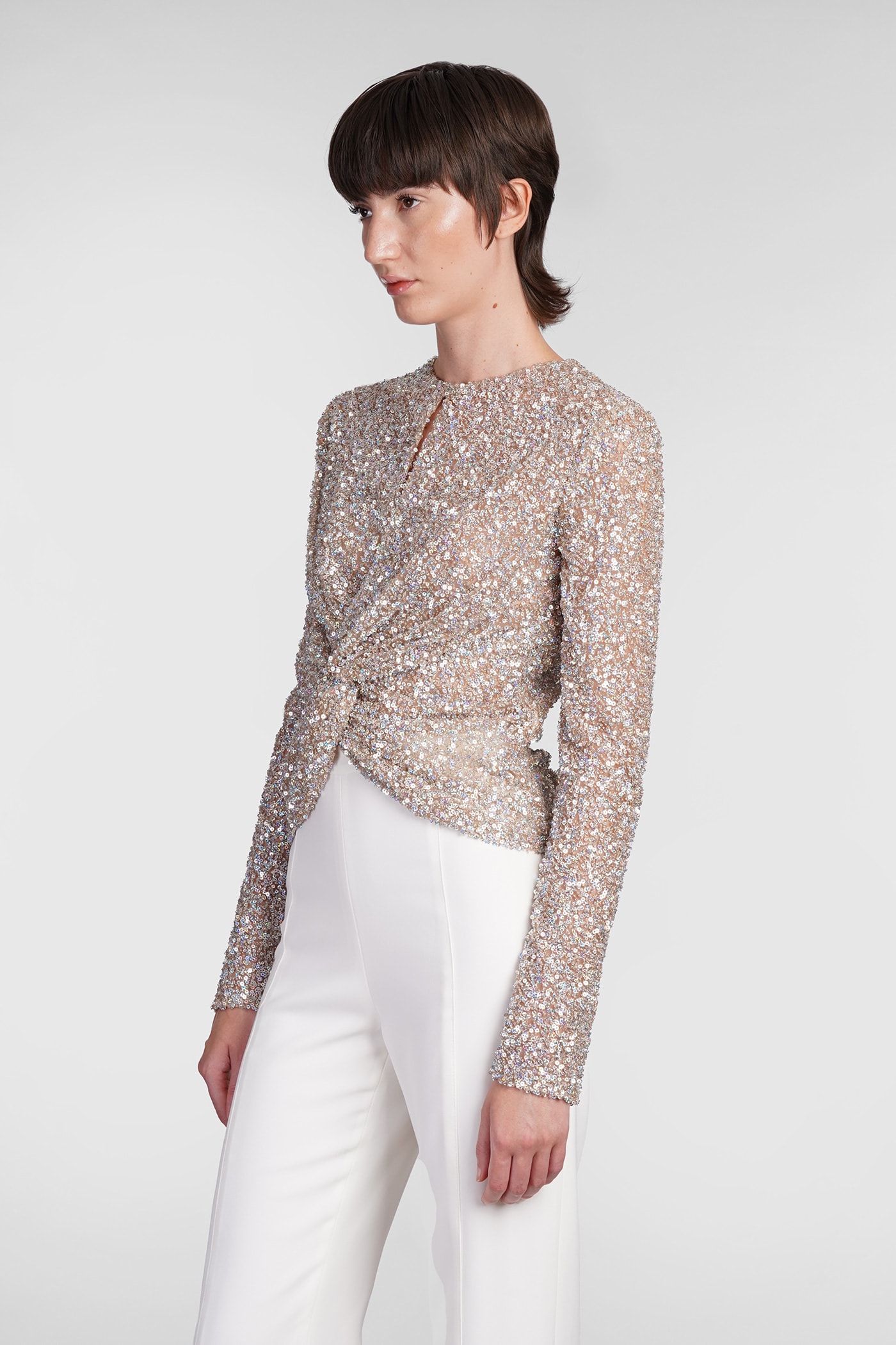 Shop Costarellos Noa Topwear In Gold Polyester