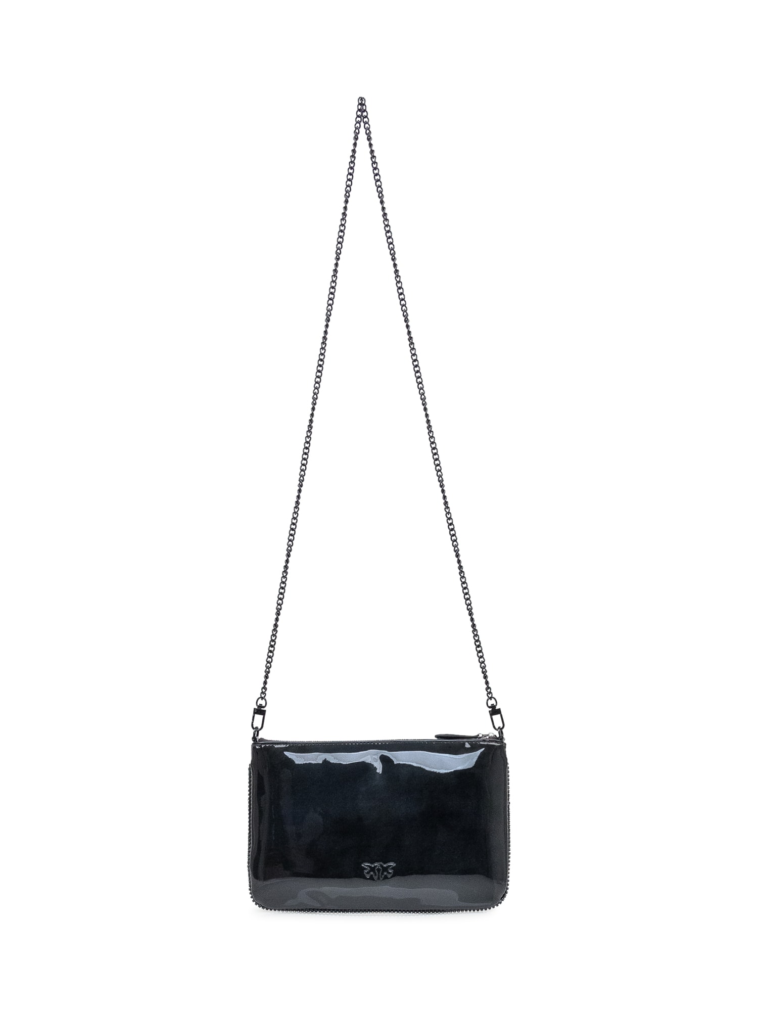 Shop Pinko Flat Classic Pochette In Nero Limousine