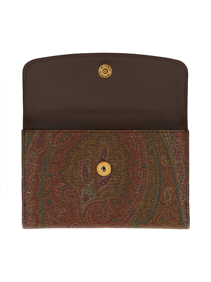 Etro Paisley-print Wallet In Brown