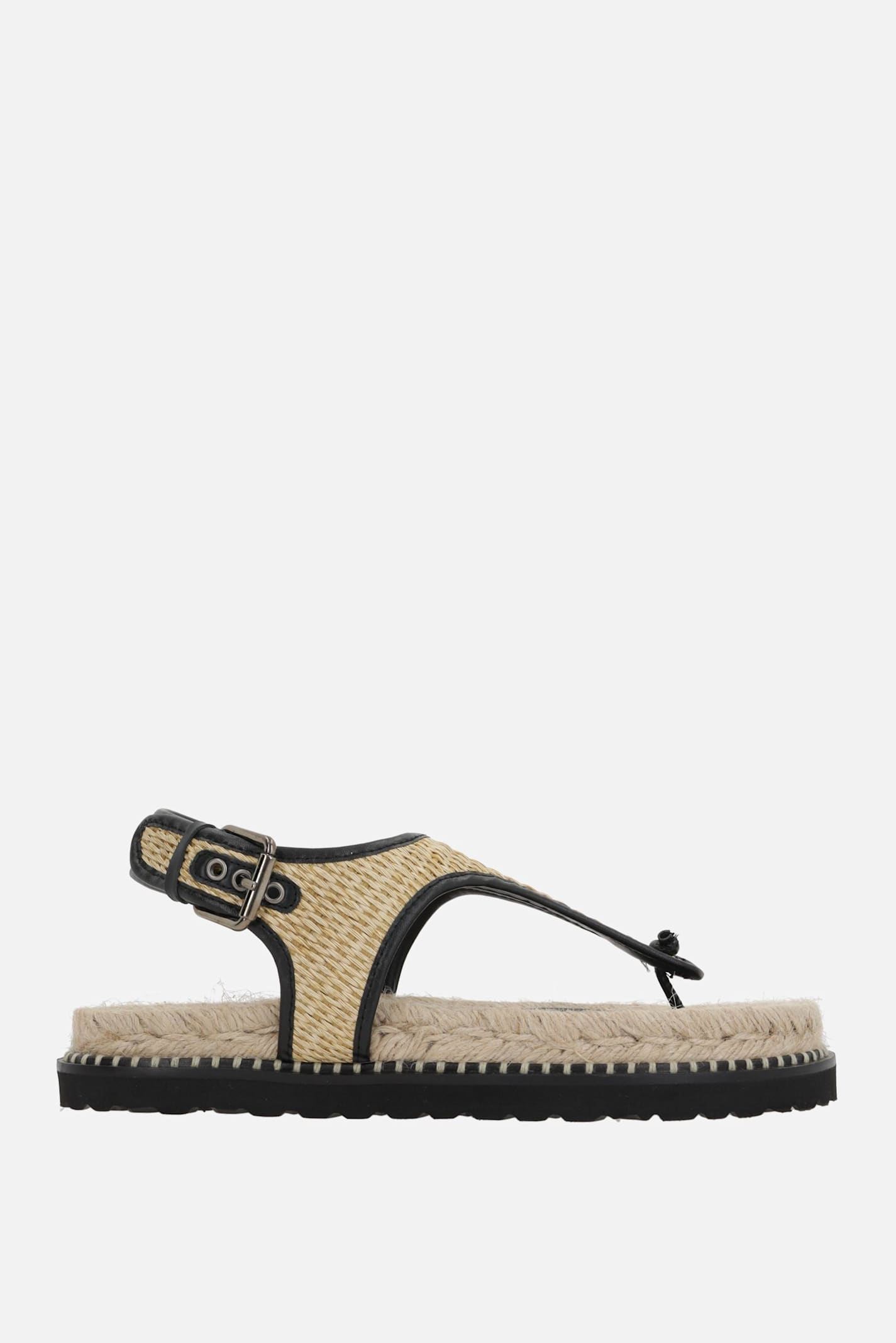 Castañer Tamesis/104 Thong Sandals In Raffia And Smooth Leather