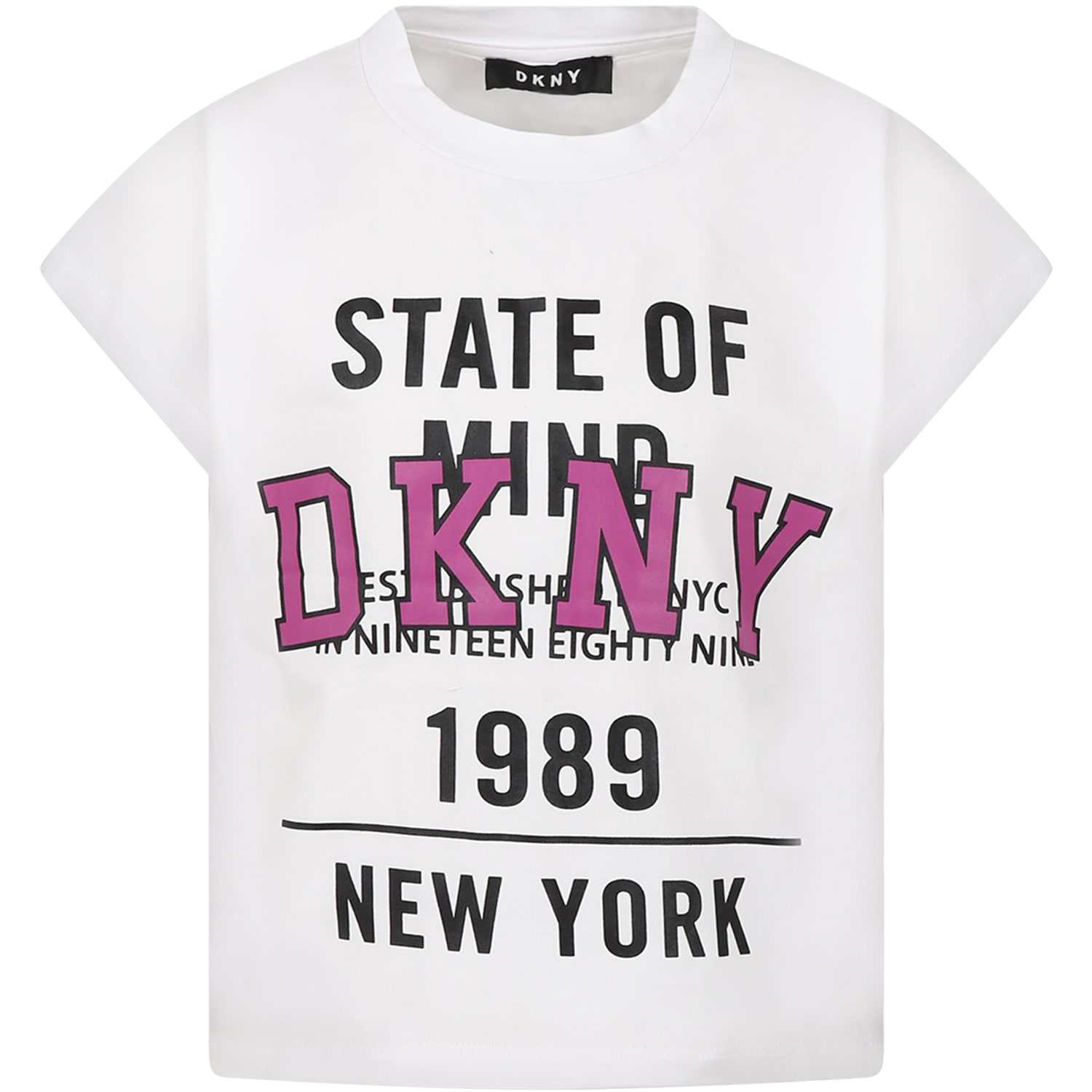 DKNY White T-shirt For Girl With Logo