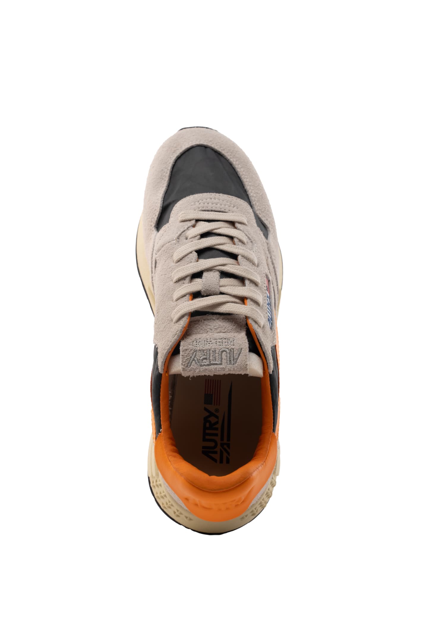 Shop Autry Reelwind Low Sneakers In White And Orange Nylon And Suede