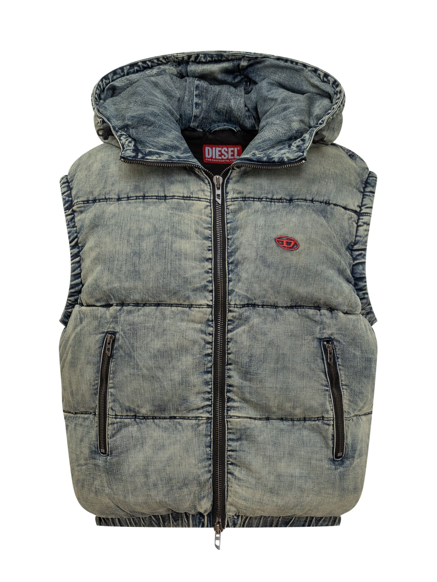 Shop Diesel W-mons Down Vest In Denim