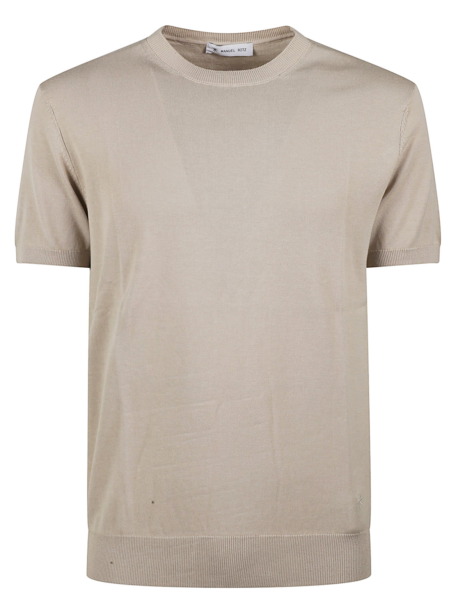 Rib Trim Plain Knit T-shirt