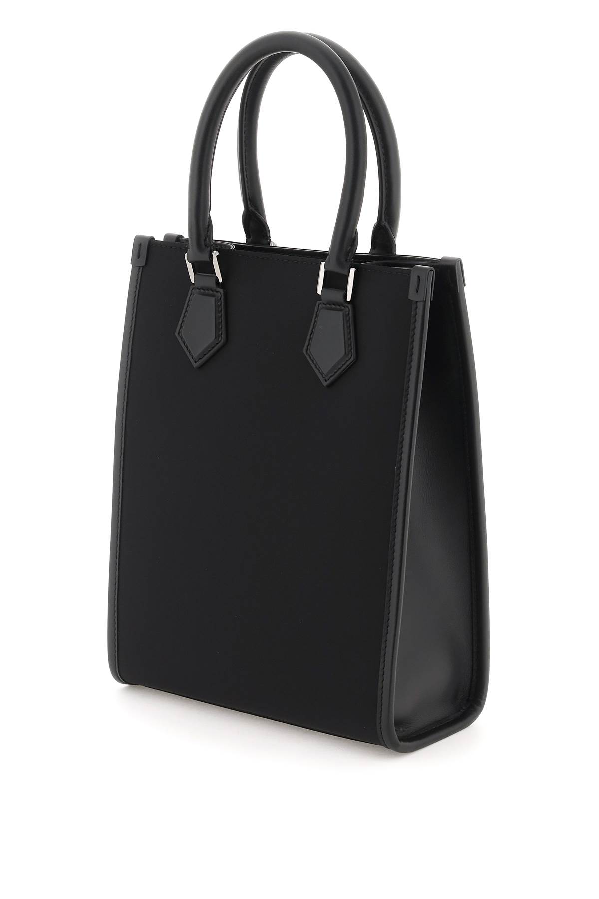 Dolce & Gabbana Mini Messenger Bag With Rubberized Logo In Nero/nero