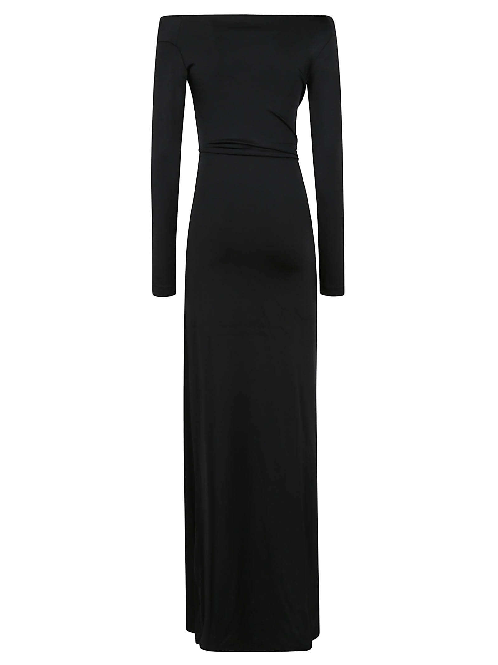 Victoria Beckham Off-shoulder Draped Gown In Black