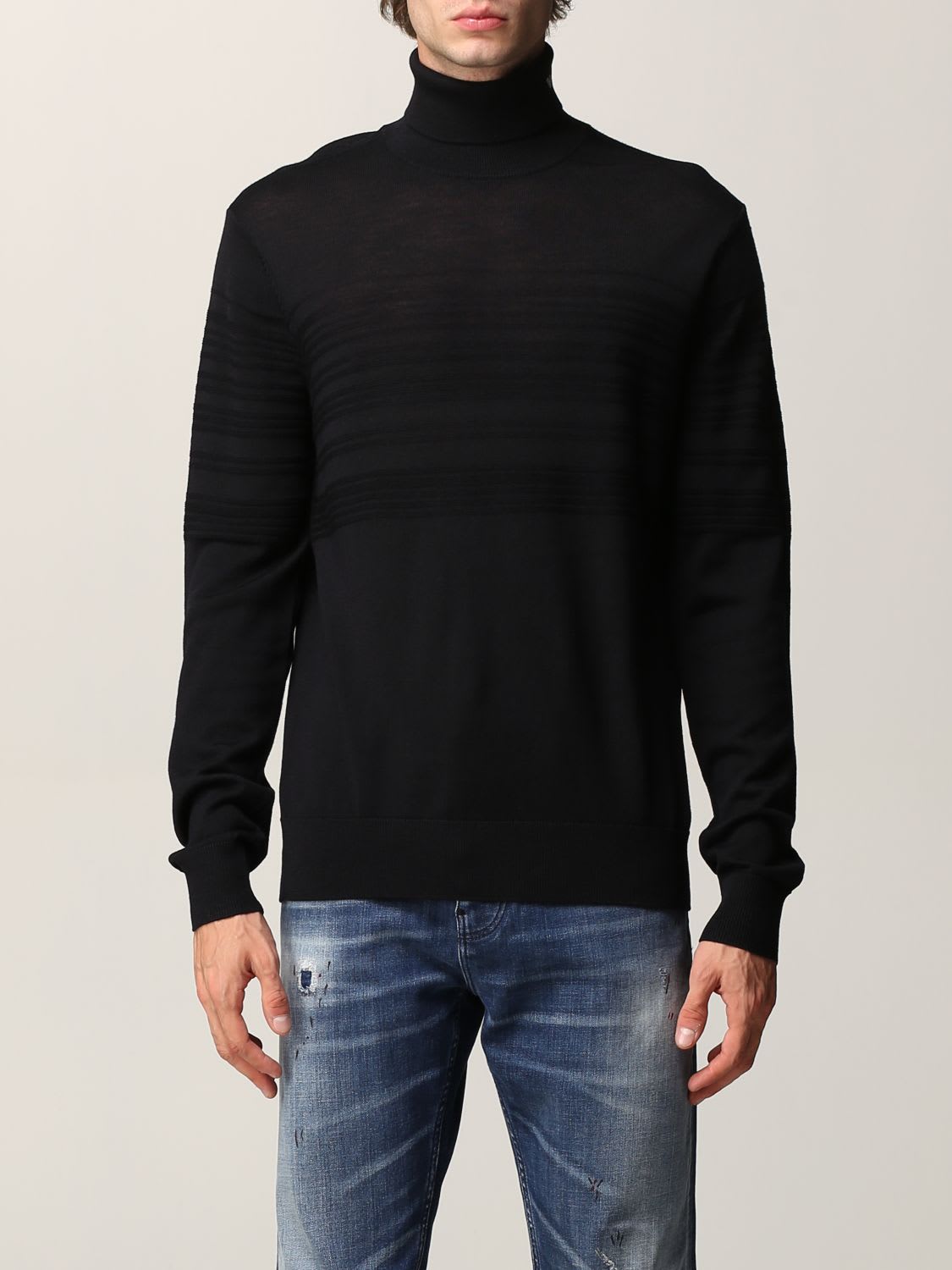 Emporio Armani Sweater Emporio Armani Sweater In Virgin Wool With Embroidered Logo And Inlays