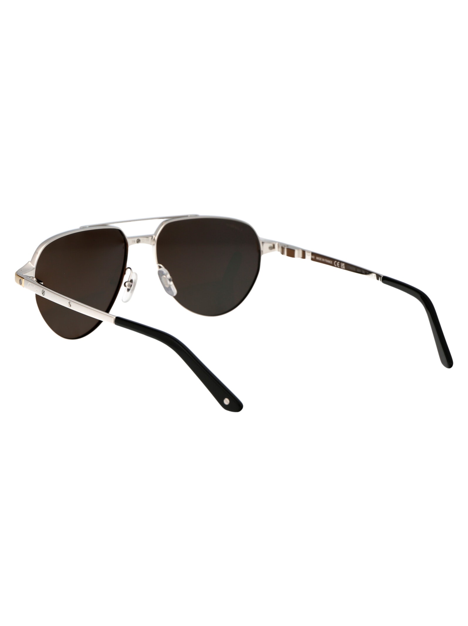 Shop Cartier Ct0425s Sunglasses In 001 Silver Silver Smoke