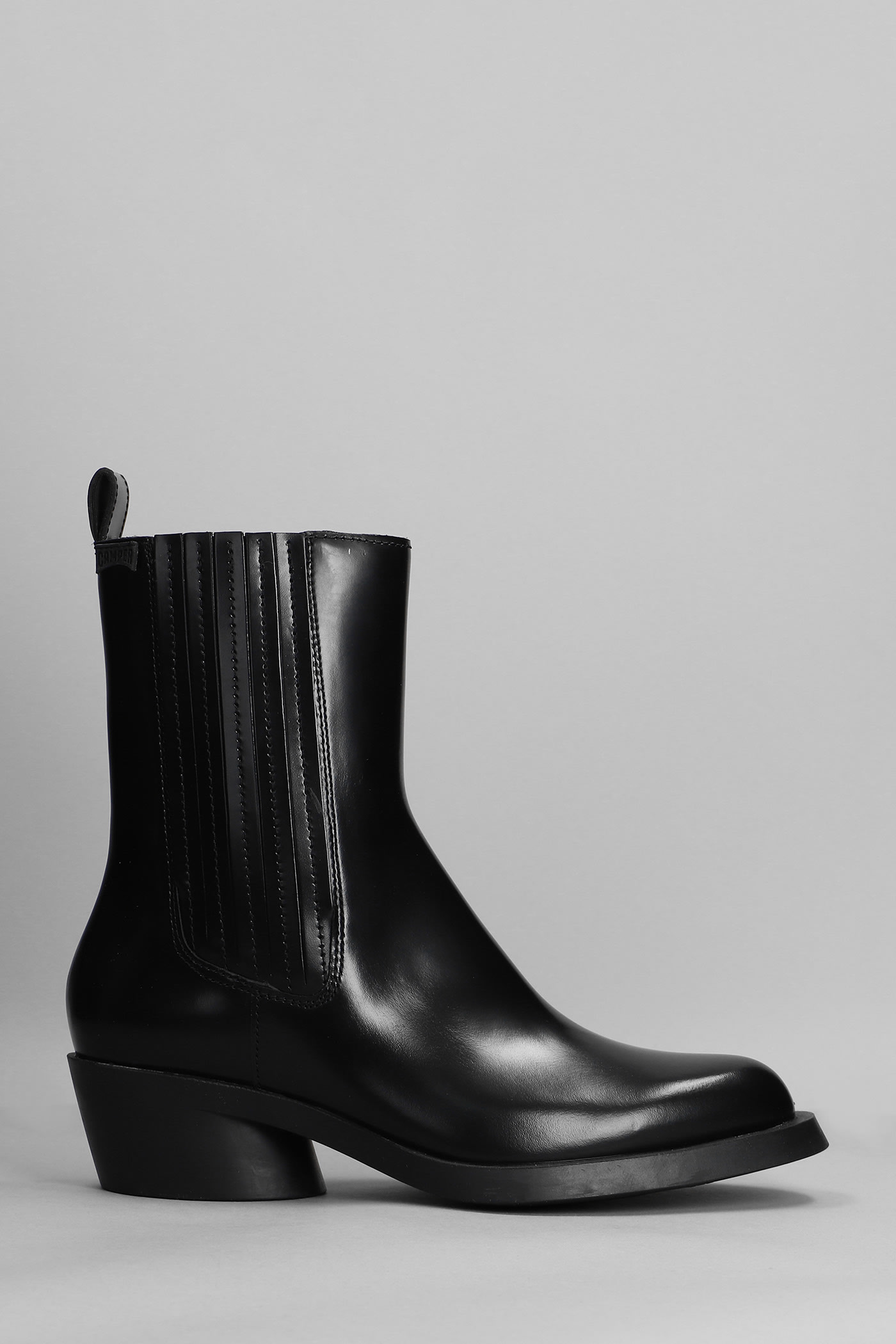 Camper Bonnie Texan Ankle Boots In Black Leather