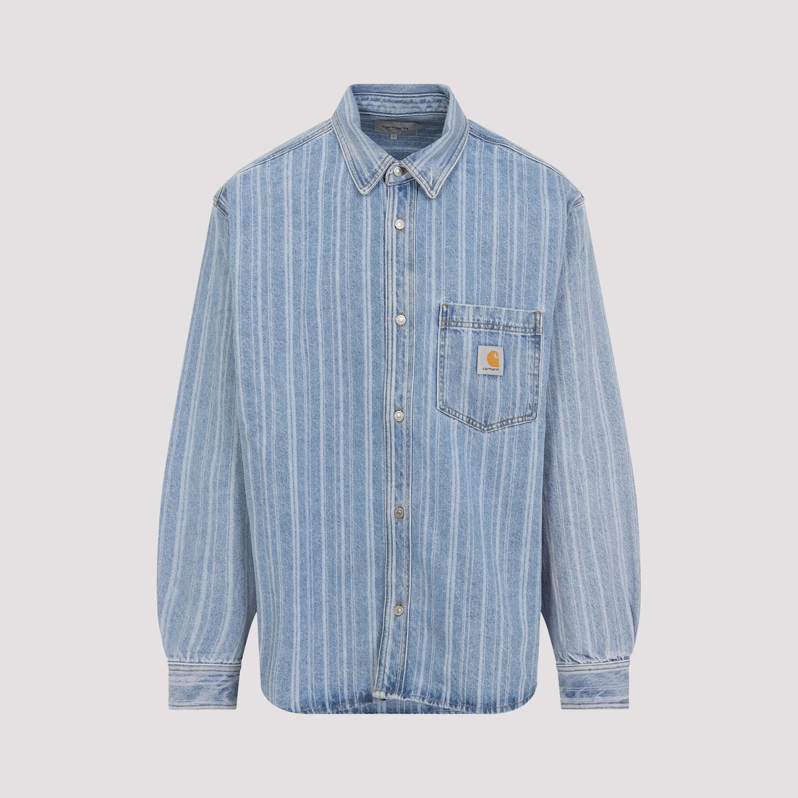 Carhartt Striped Cotton Shirt Jacket With Chest Pocket In Blue