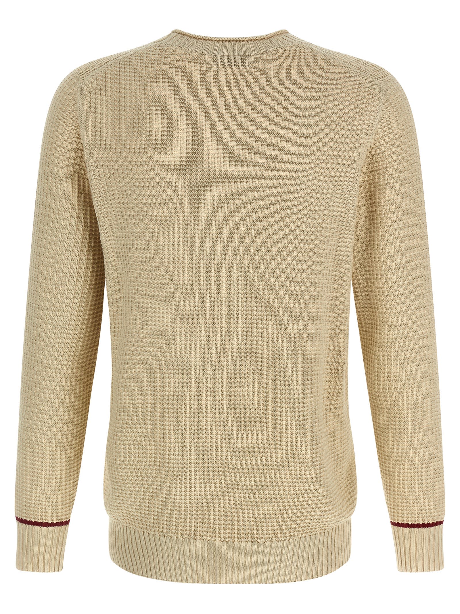 Brunello Cucinelli Waffle Stitch Cotton Sweater Sweaters And Cardigans Beige In Neutral