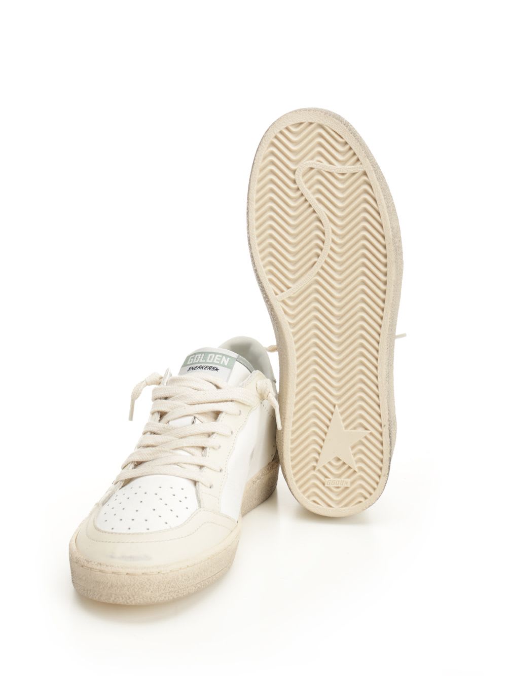Golden Goose Ballstar Leather Upper Toe And Spur Nabuk Star Laminated Heel In White