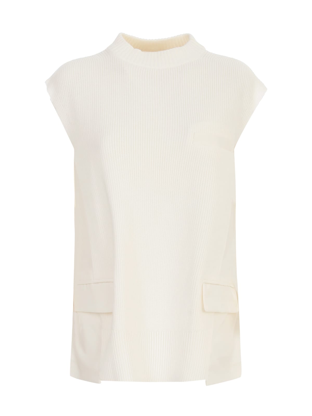 Click to view more detailed imagery on our partner's website Sacai Suiting Pullover W/ribbed Bottom And Collar In Off White