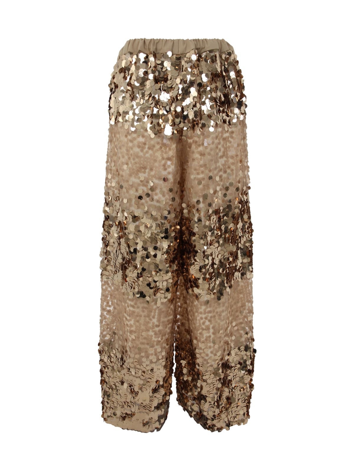 Shop Antonio Marras Elastic Palazzo Trousers With Pattern In Gold