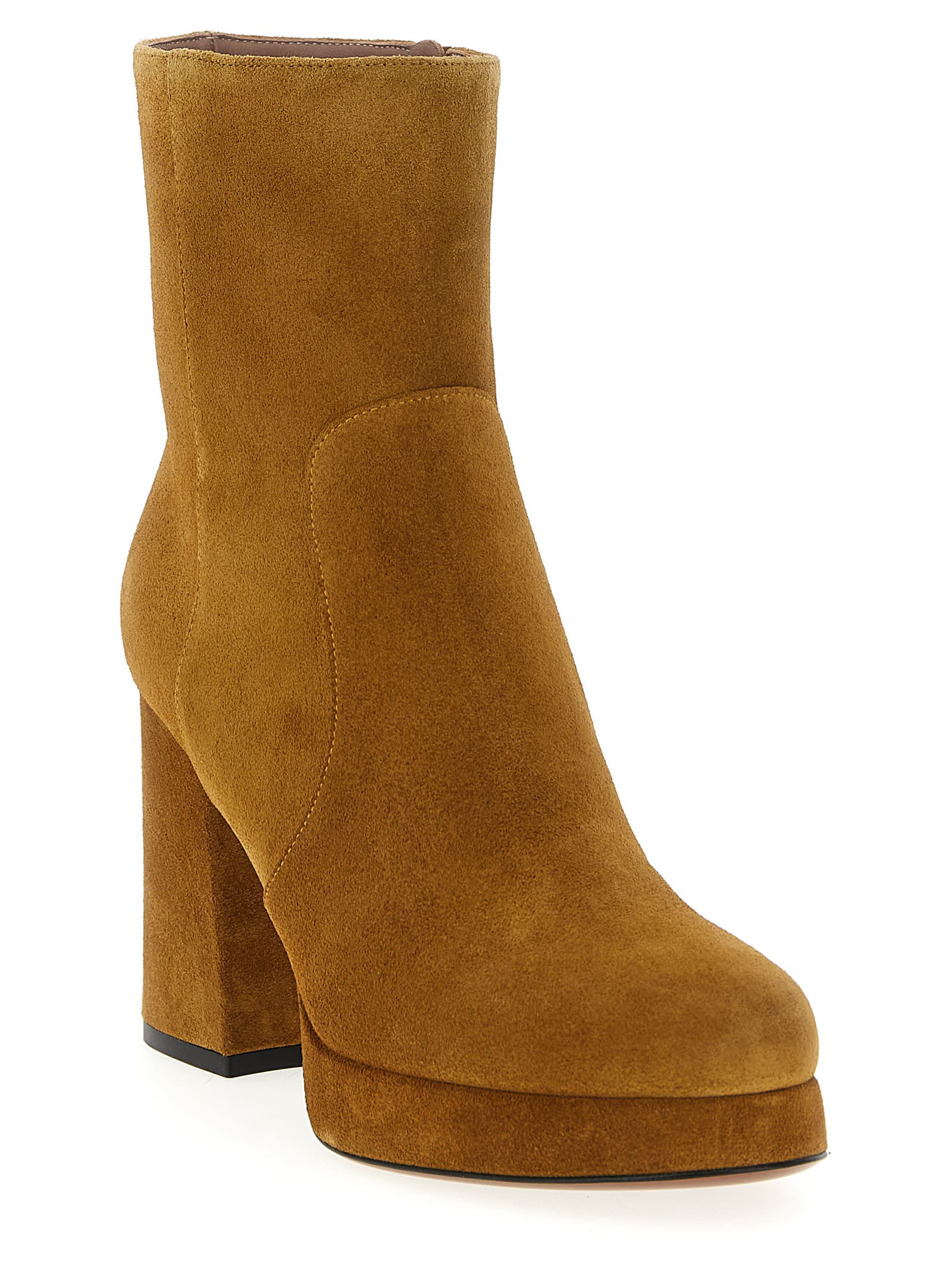 Valentino 90mm Fawcette Platform Vlogo Signature Ankle Boots In Brown