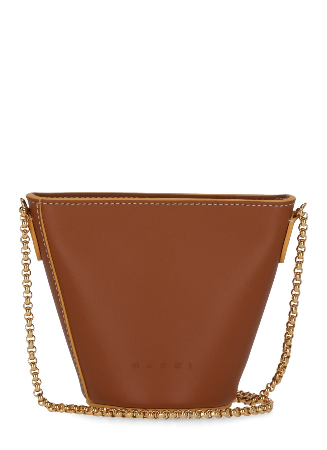 Marni Leather Mini Bucket Bag In Cinnamon
