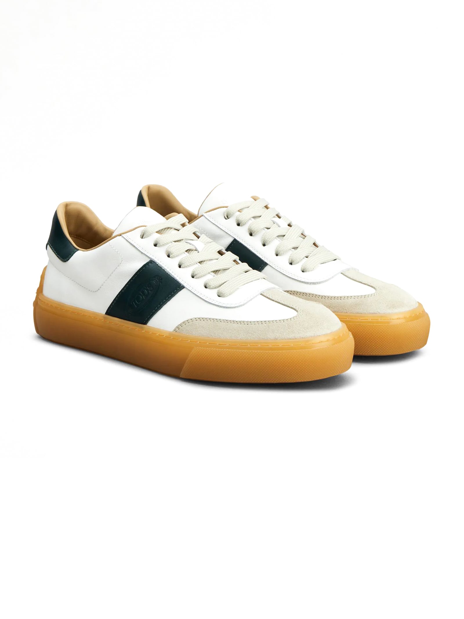 Shop Tod's White Calf Leather Sneakers