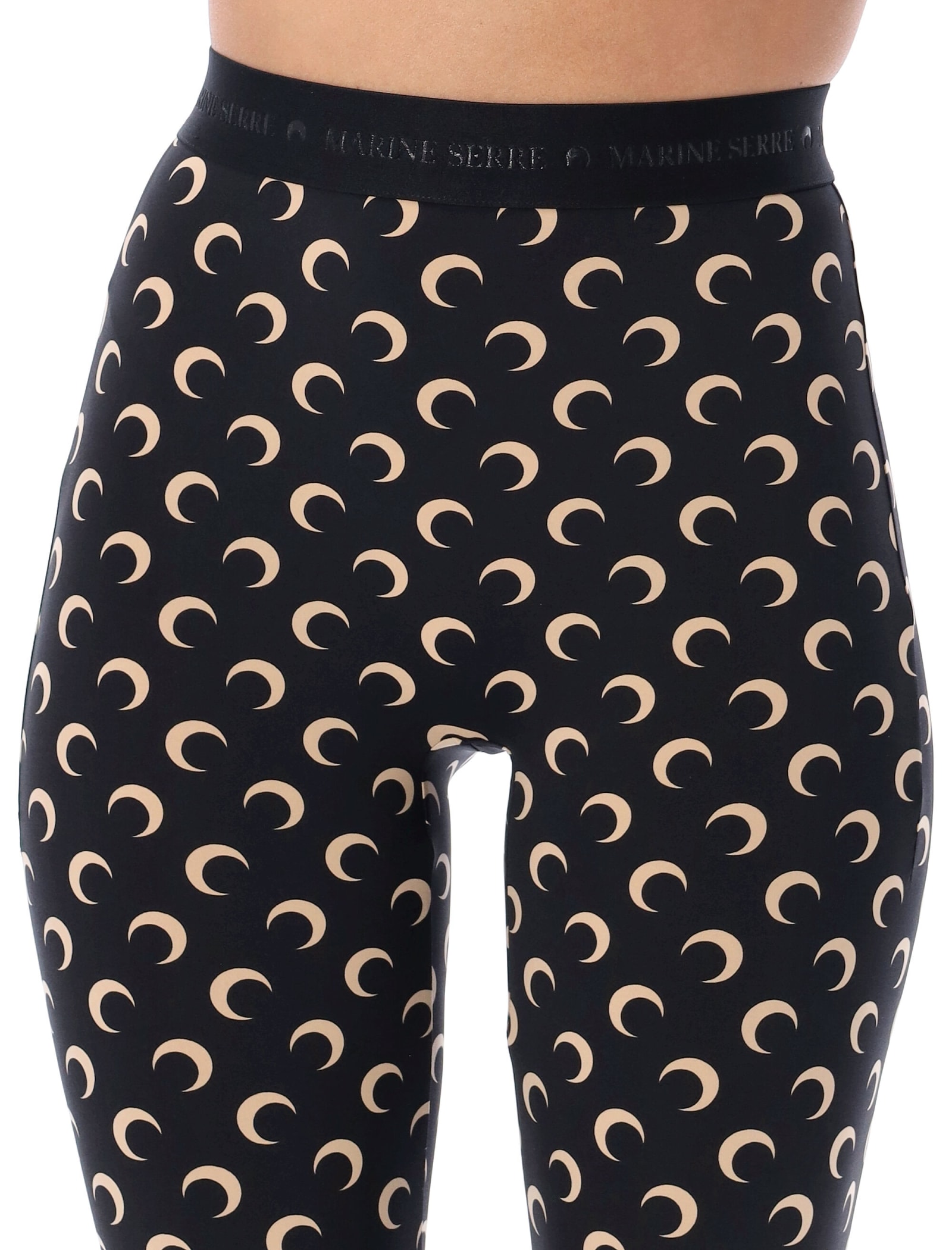 Shop Marine Serre Allover Moon Leggings In Black Tan Moon