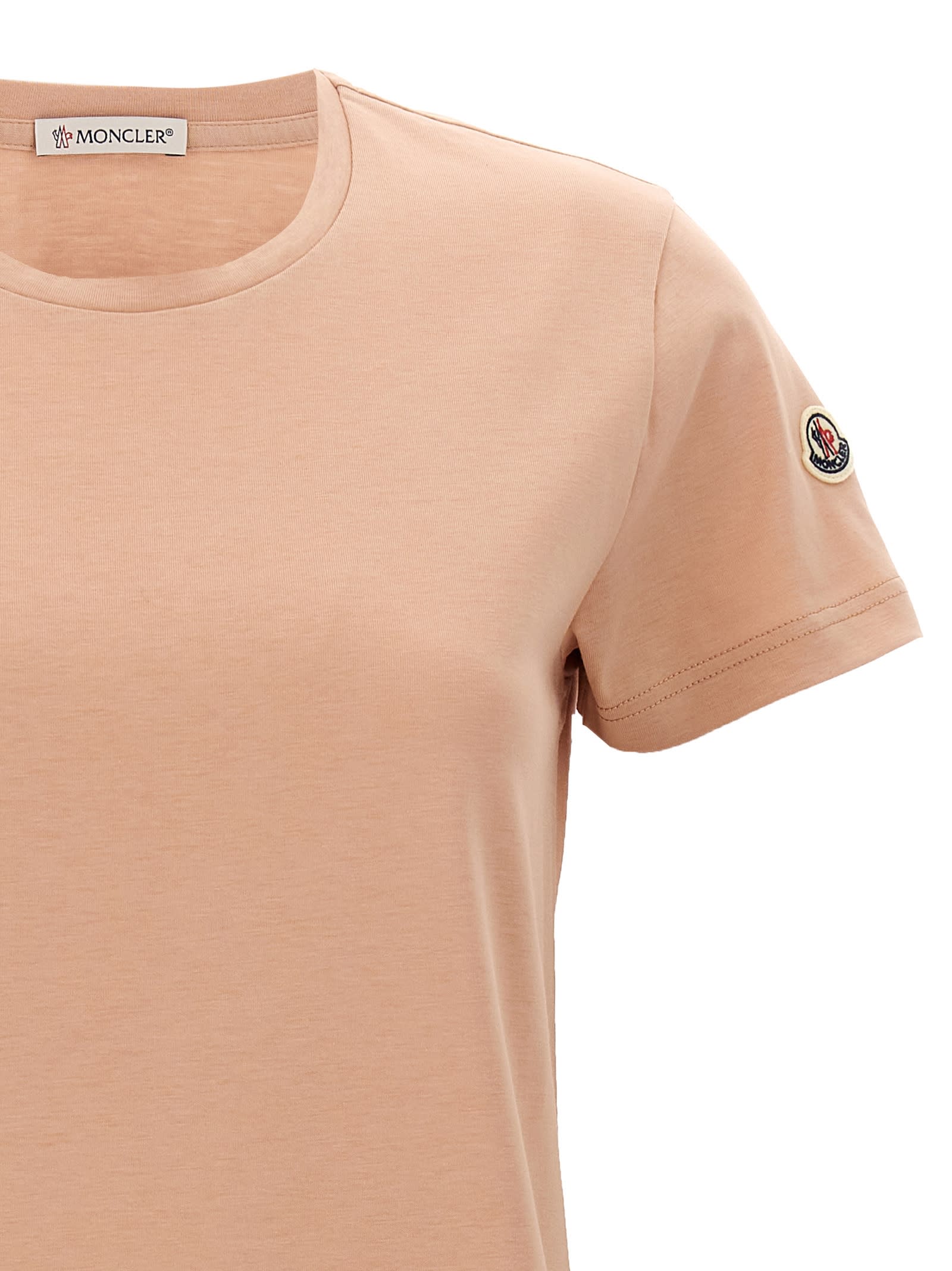 Moncler Logo Patch T-shirt Pink In Pink