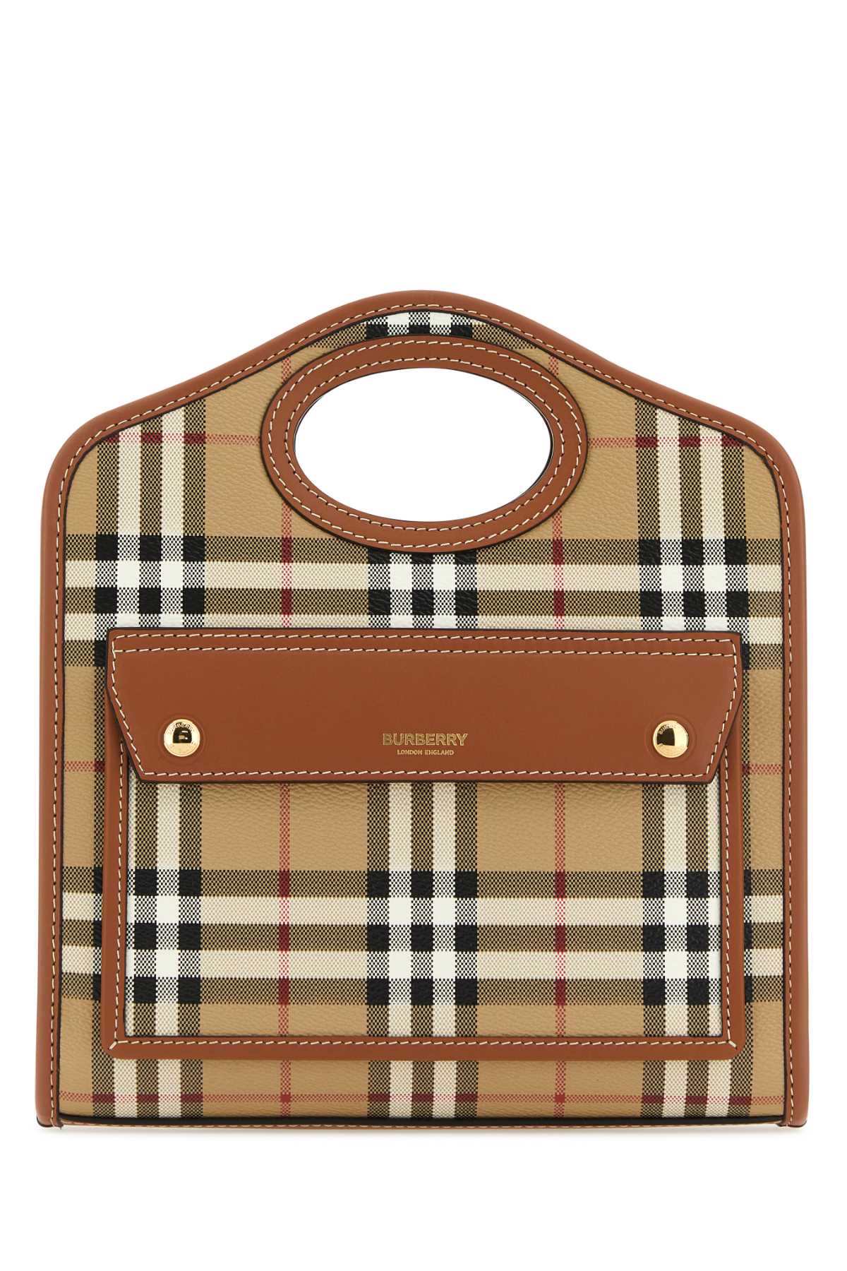 Shop Burberry Printed Canvas And Leather Mini Pocket Handbag In Briarbrown