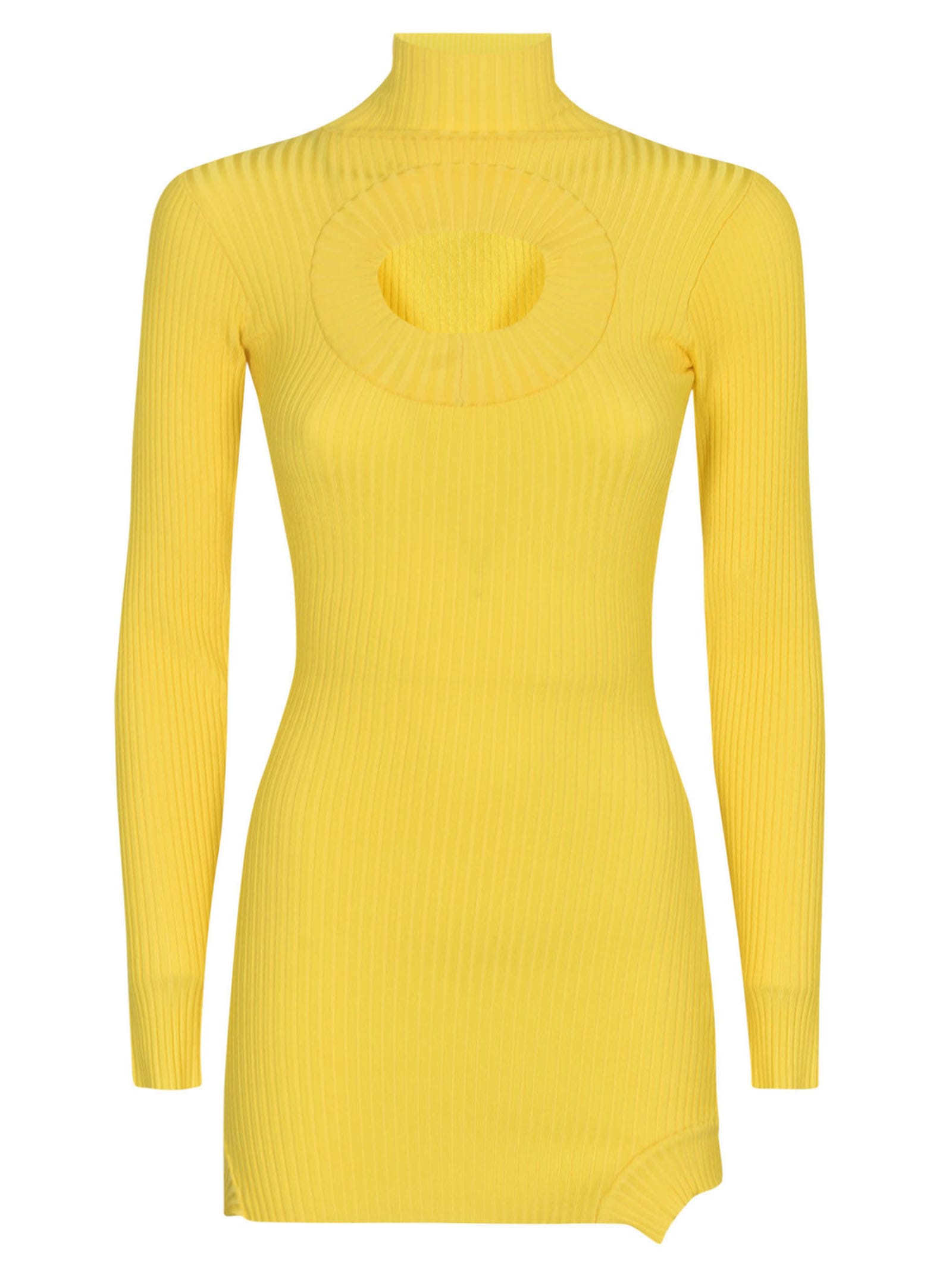 David Koma Ribbed Short Dress In Yellow