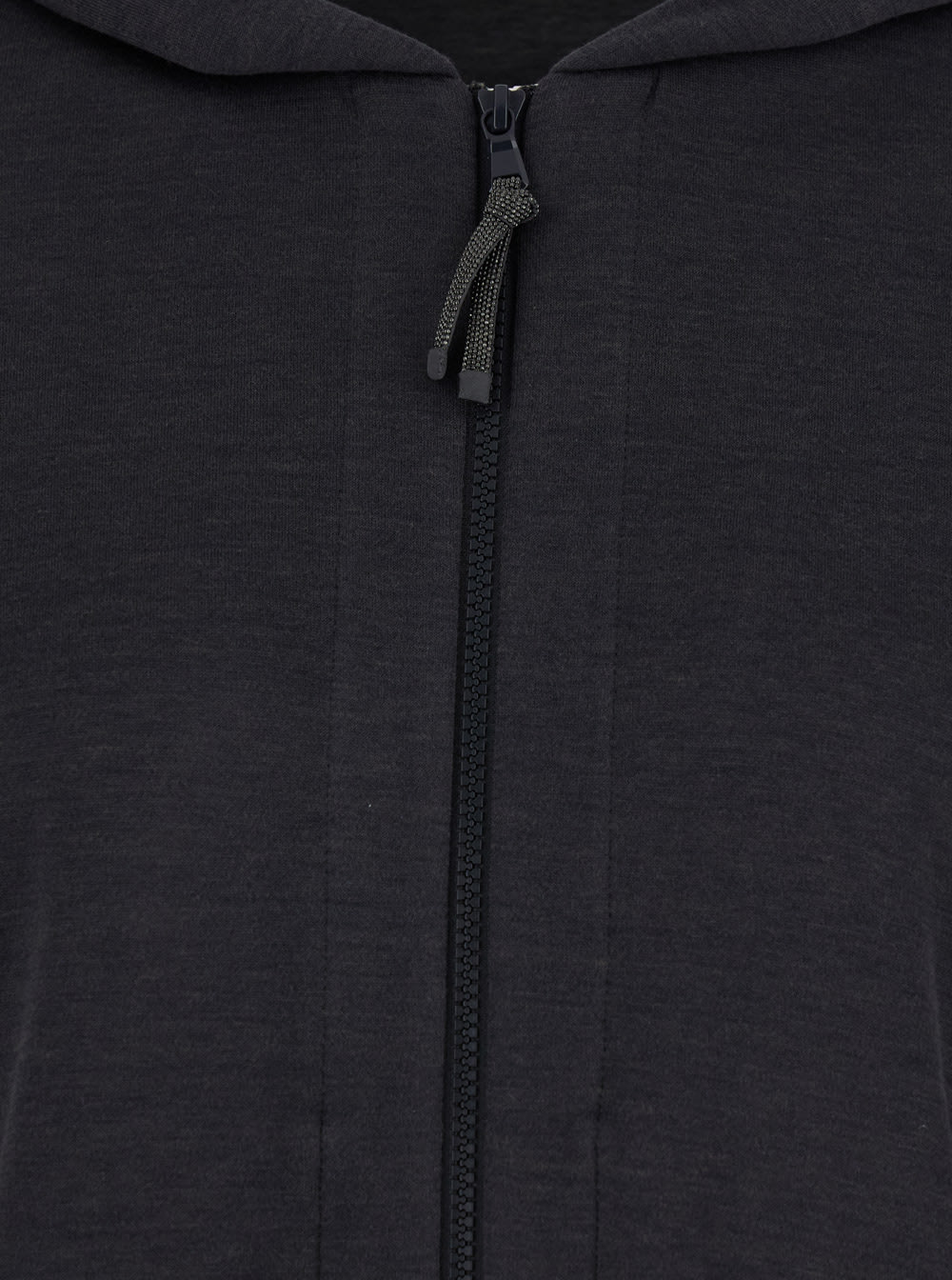 Shop Brunello Cucinelli Grey Hoodie With Zip Closure In Cotton And Silk Blend Woman