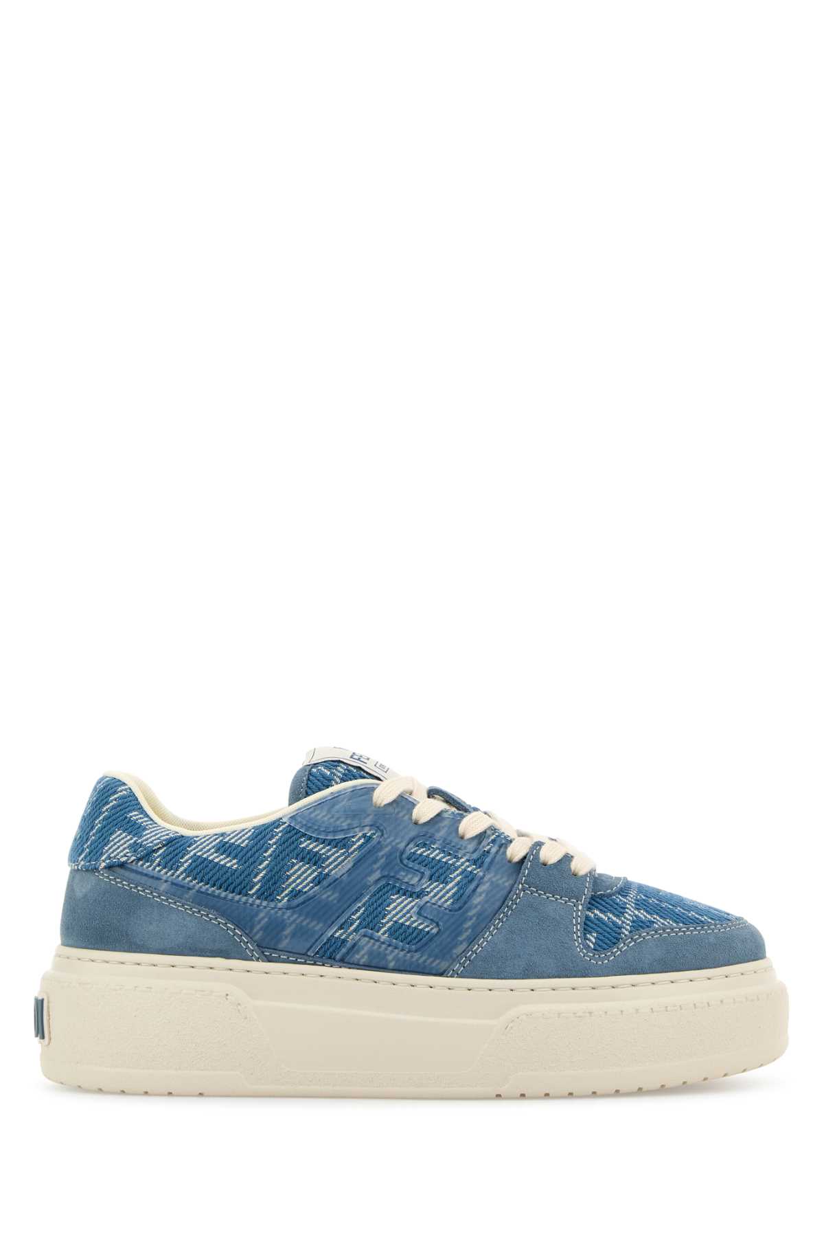 Fendi Match Canvas And Suede Low-top Sneakers In Blue