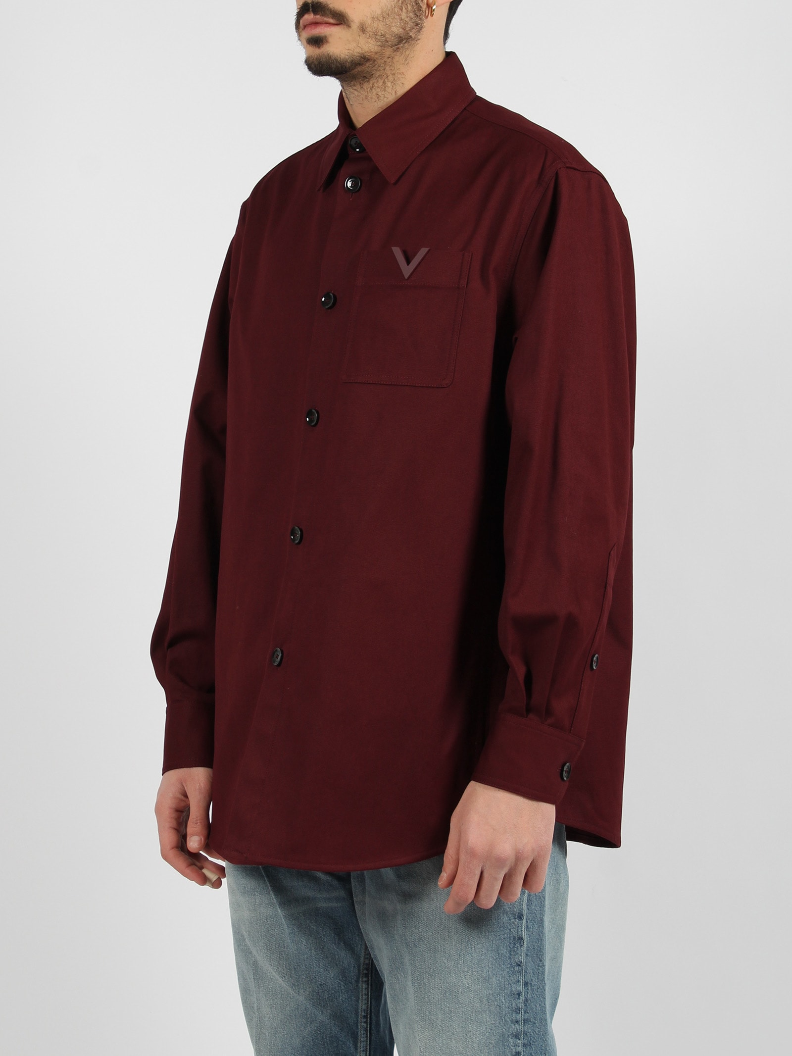 Valentino Garavani Cotton Shirt Jacket In Pink & Purple