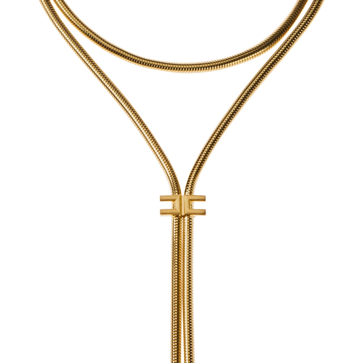 Elisabetta Franchi Chain Pendant Necklace Adjustable Length In Gold