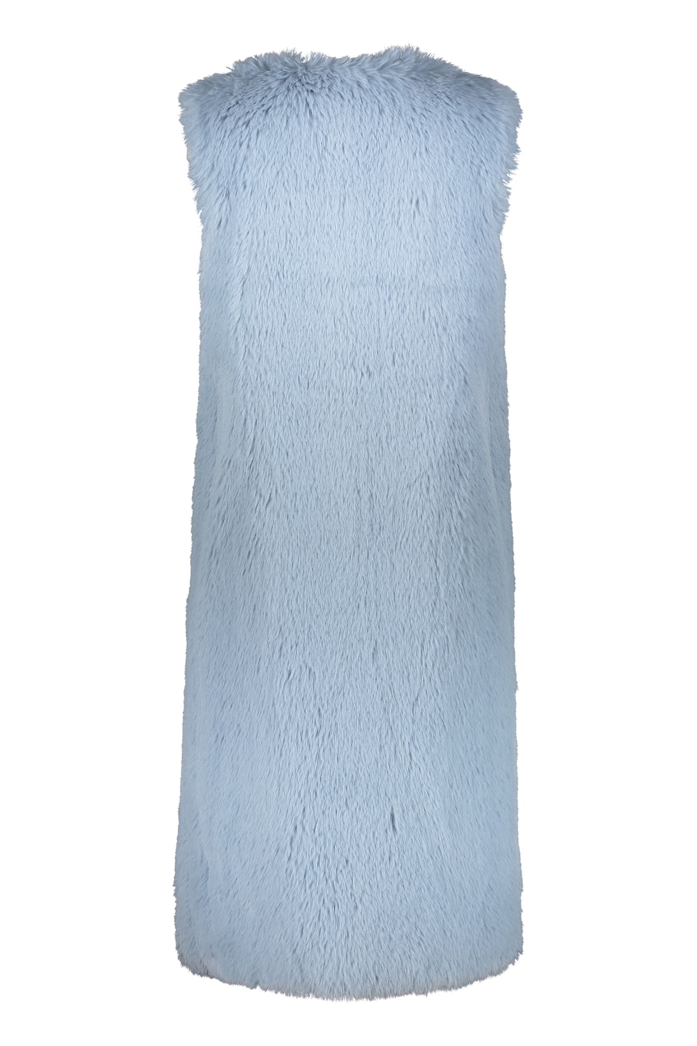 Herno Womens Eco Fur Gilet In Blue