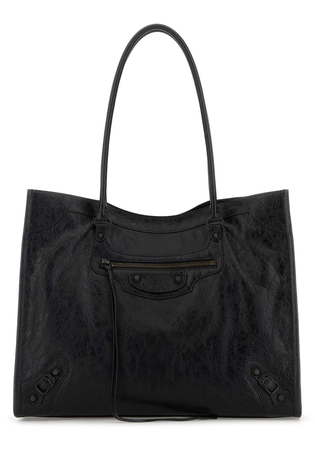 Balenciaga Black Leather Medium Le City Shopping Bag In Black