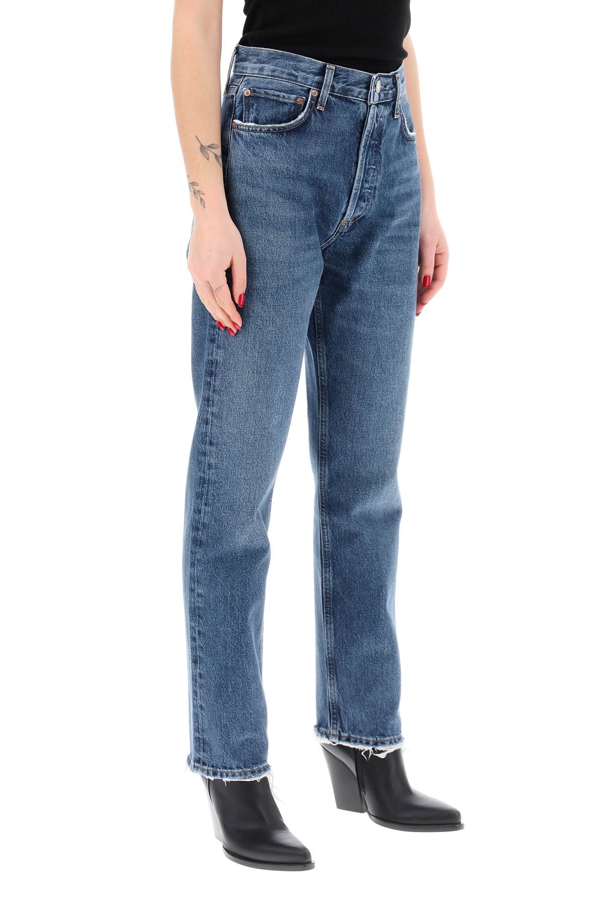 Shop Agolde Straight Leg Jeans From The 90s With High Waist In Range (blue)