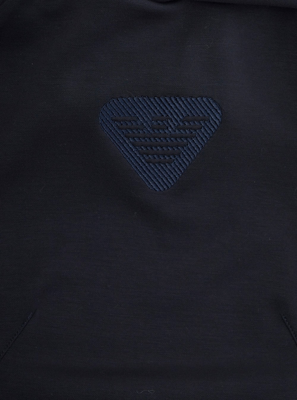 Emporio Armani Blue Sweatshirt With Fixed Hood And Logo Detail On The Front In Tech Fabric Stretch Boy In Blue