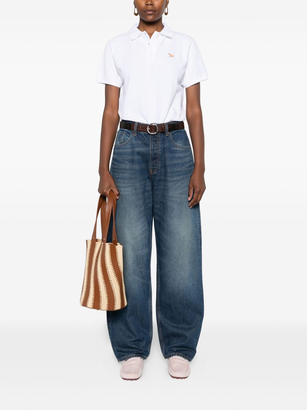 Maison Kitsuné Maison Kitsune 'baby Fox' Polo Shirt In White