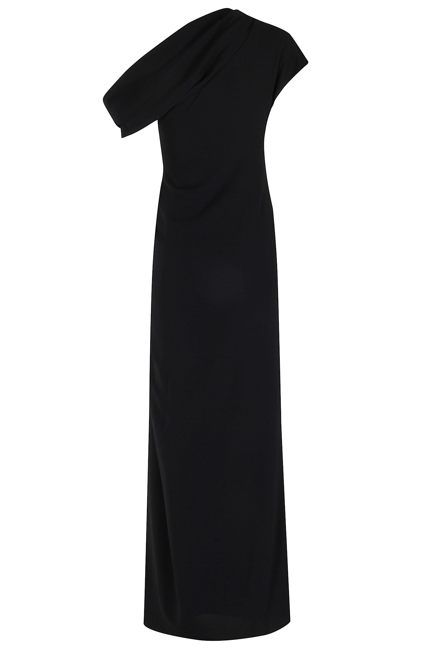 Simkhai Kally One-shoulder Draped Pleated Crepe Gown In Black
