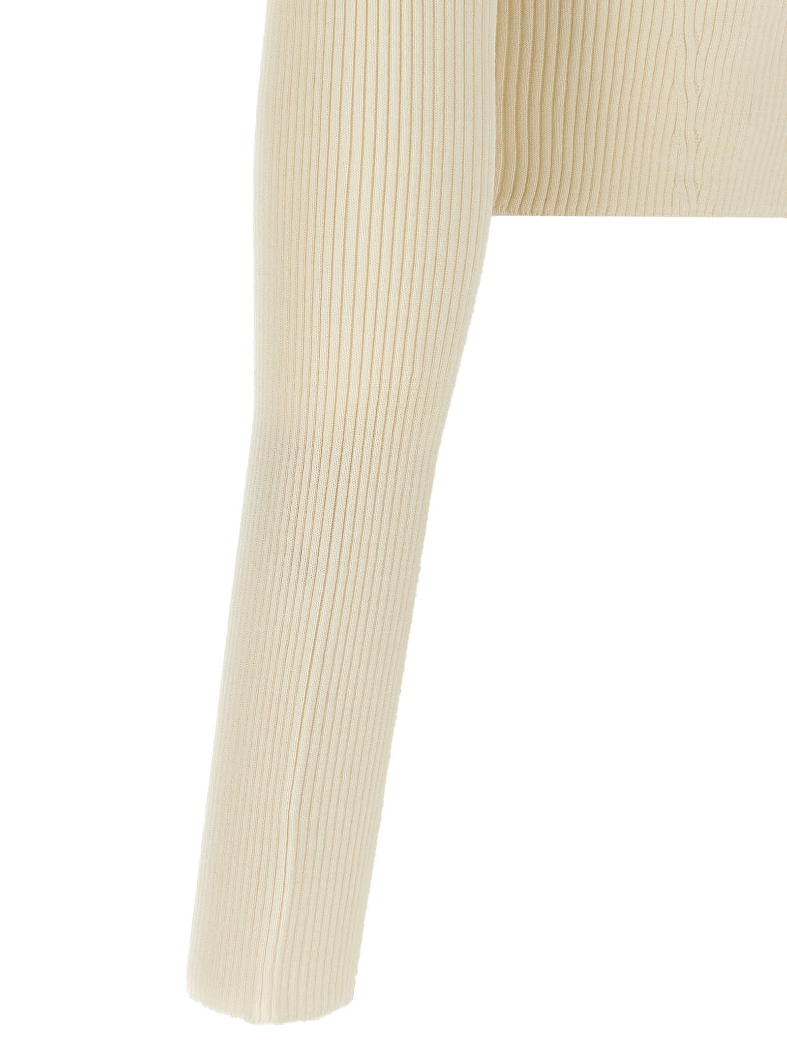 Jil Sander Ribbed Stretch Wool And Viscose Blend Cardigan In White