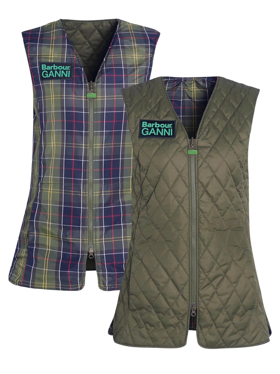 Barbour Betty Reversible Vest In Military Green