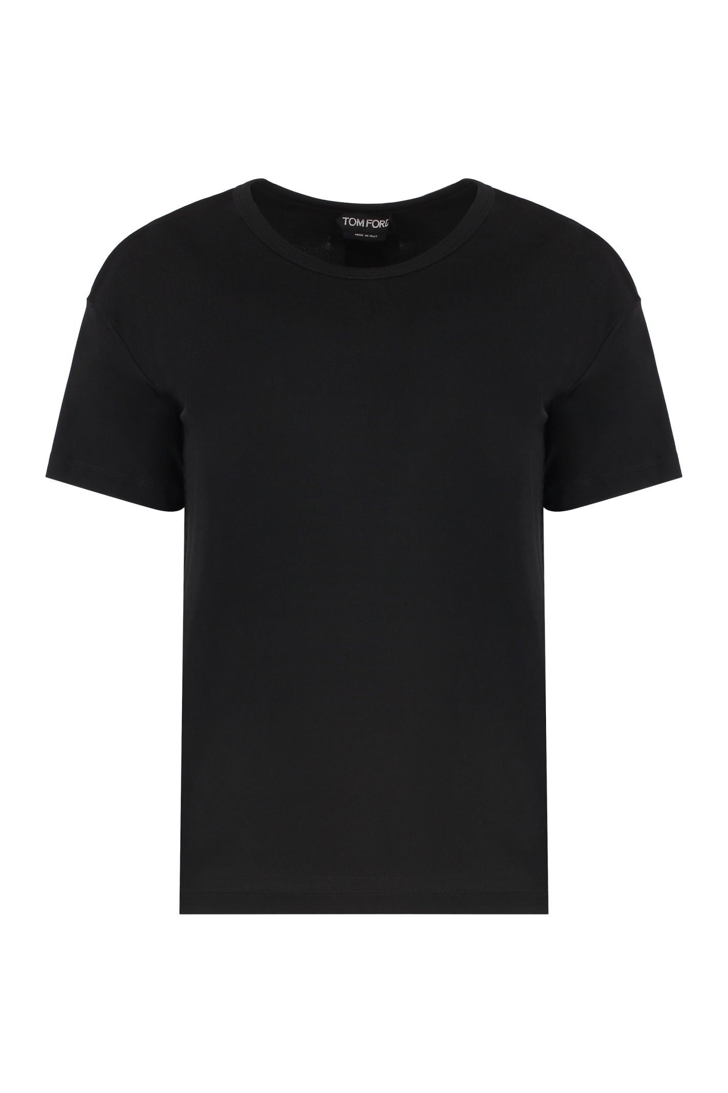 Shop Tom Ford Viscose Crew-neck T-shirt In Black