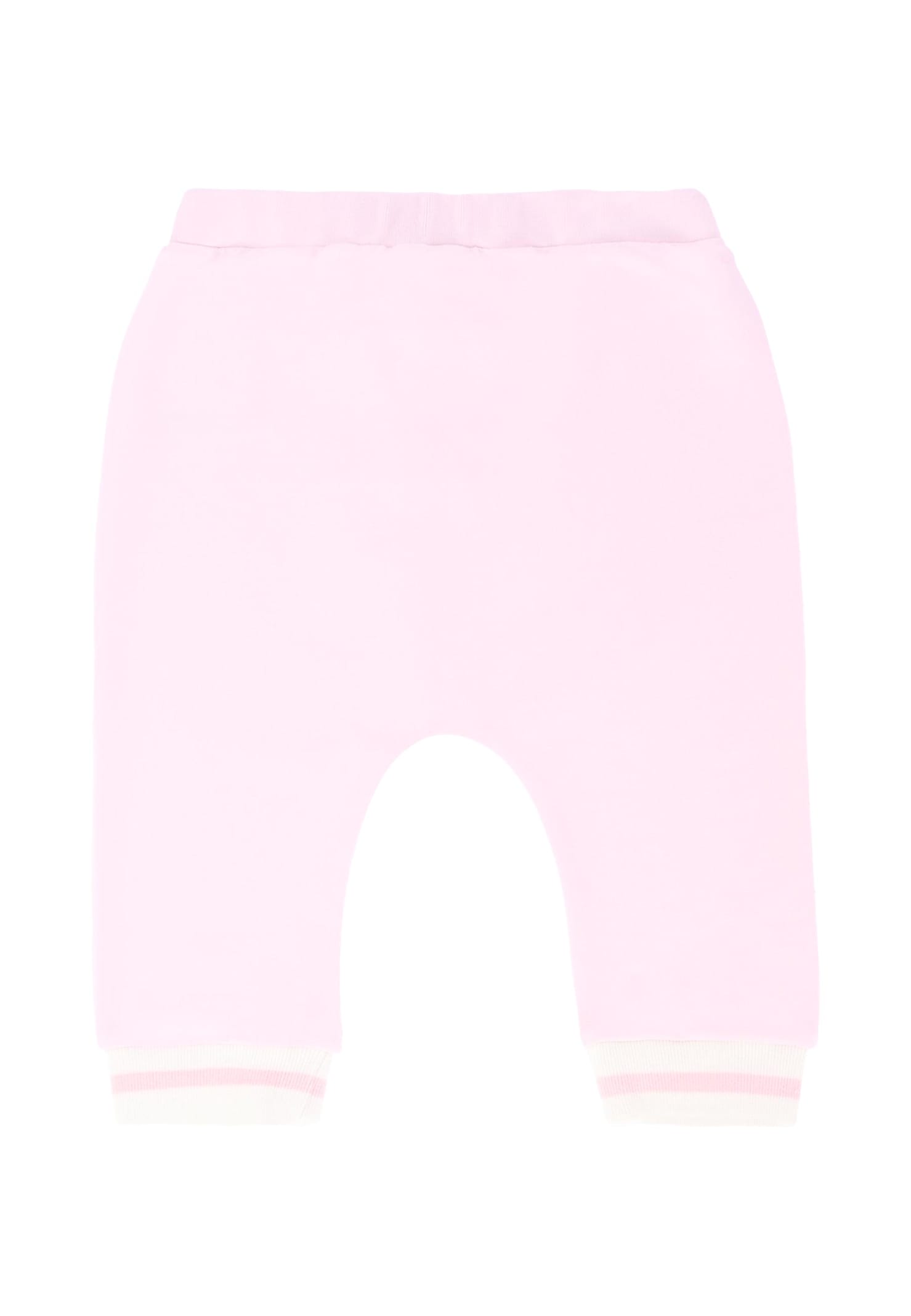 Fendi Pink Trousers For Baby Girl With Logo In Pink