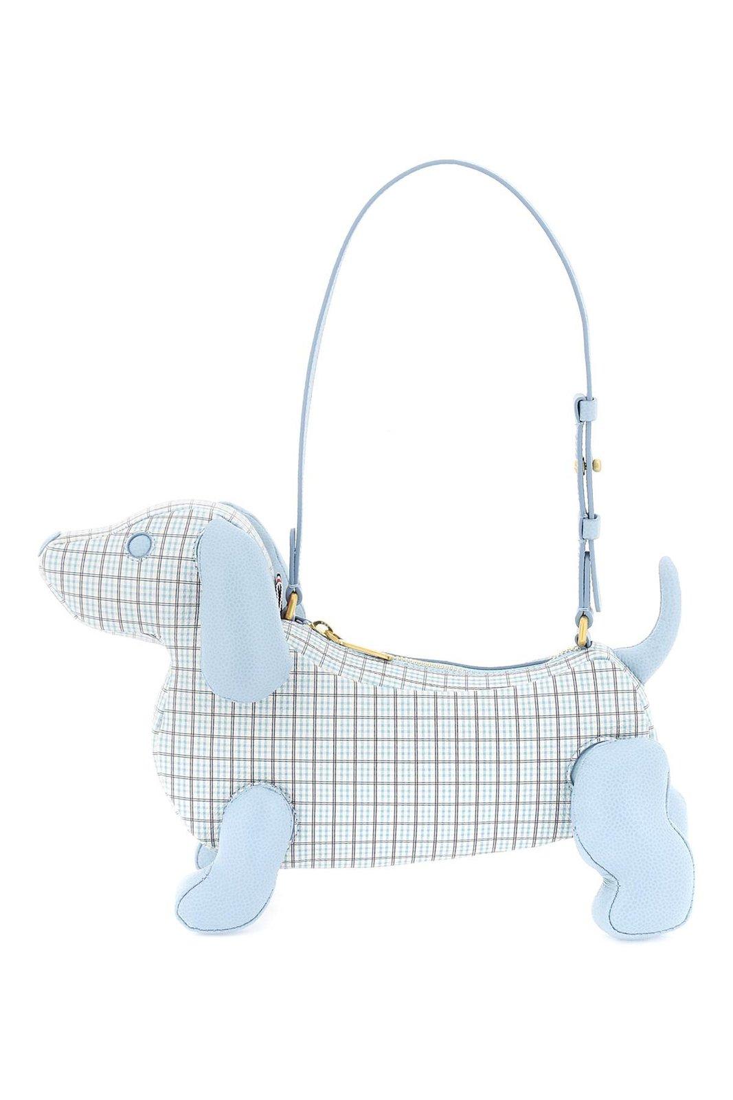 Shop Thom Browne Hector Check-pattern Zipped Handbag In Clear Blue