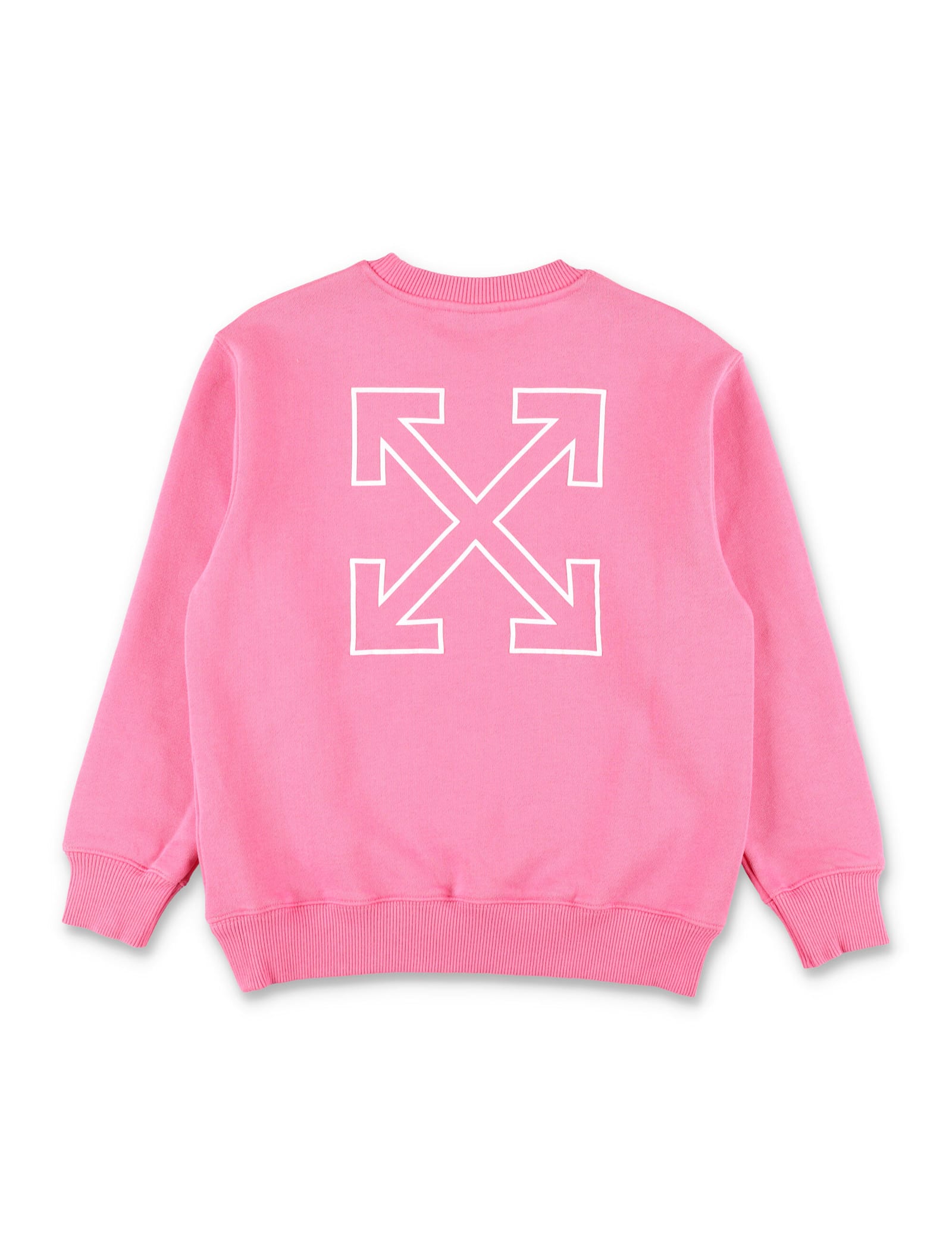 Off-white Kids Arrow Logo Pink Crewneck Sweatshirt In Pink